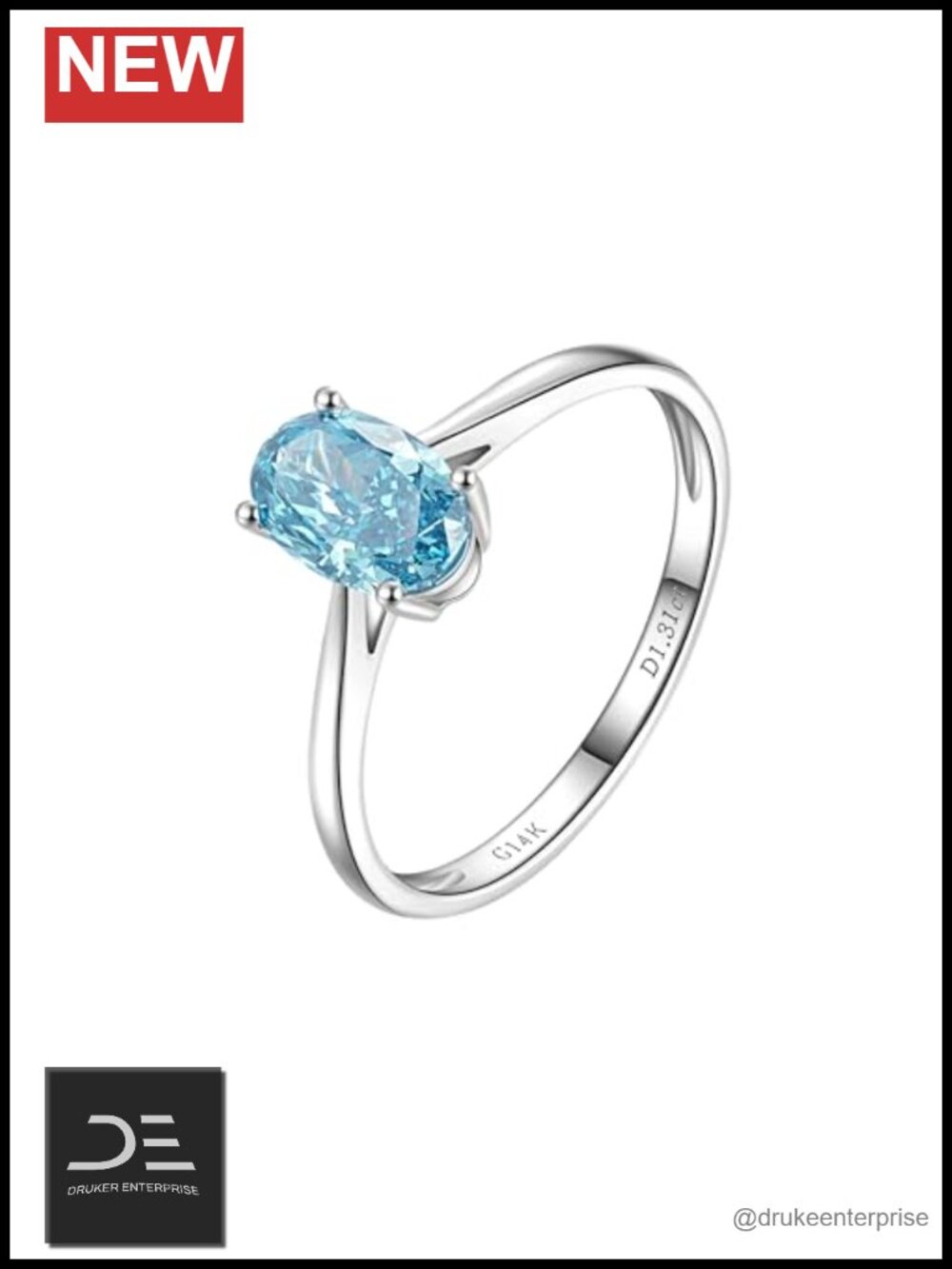 IGI Certified Lab Grown Oval Diamond Engagement Ring 14K White Gold 1-3 Carat